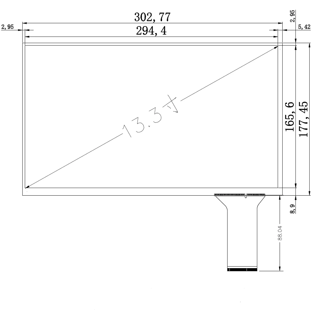 13.3인치 터치 디스플레이 모듈 키트 HD1080P 풀뷰 IPS 정전식 터치 USB 플러그 앤 플레이