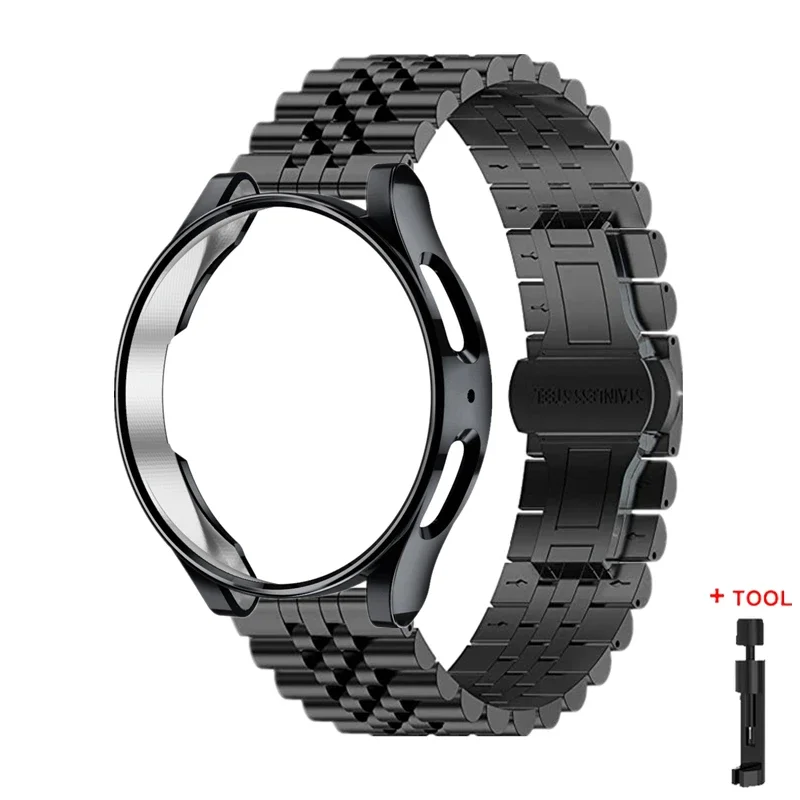 Premium Metal Strap with TPU Case Cover - Stainless Steel Bracelet