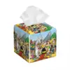 Custom Anime Asterix And Obelix Facial Tissue Box Cover Square Anime Cartoon Getafix PU Leather Tissue Box Holder for Car Office 1