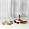Modern Minimalist Natural Marble Metal Frame Circular Stone Tray Creative Home Tabletop Sink Bathroom Storage Tray 1