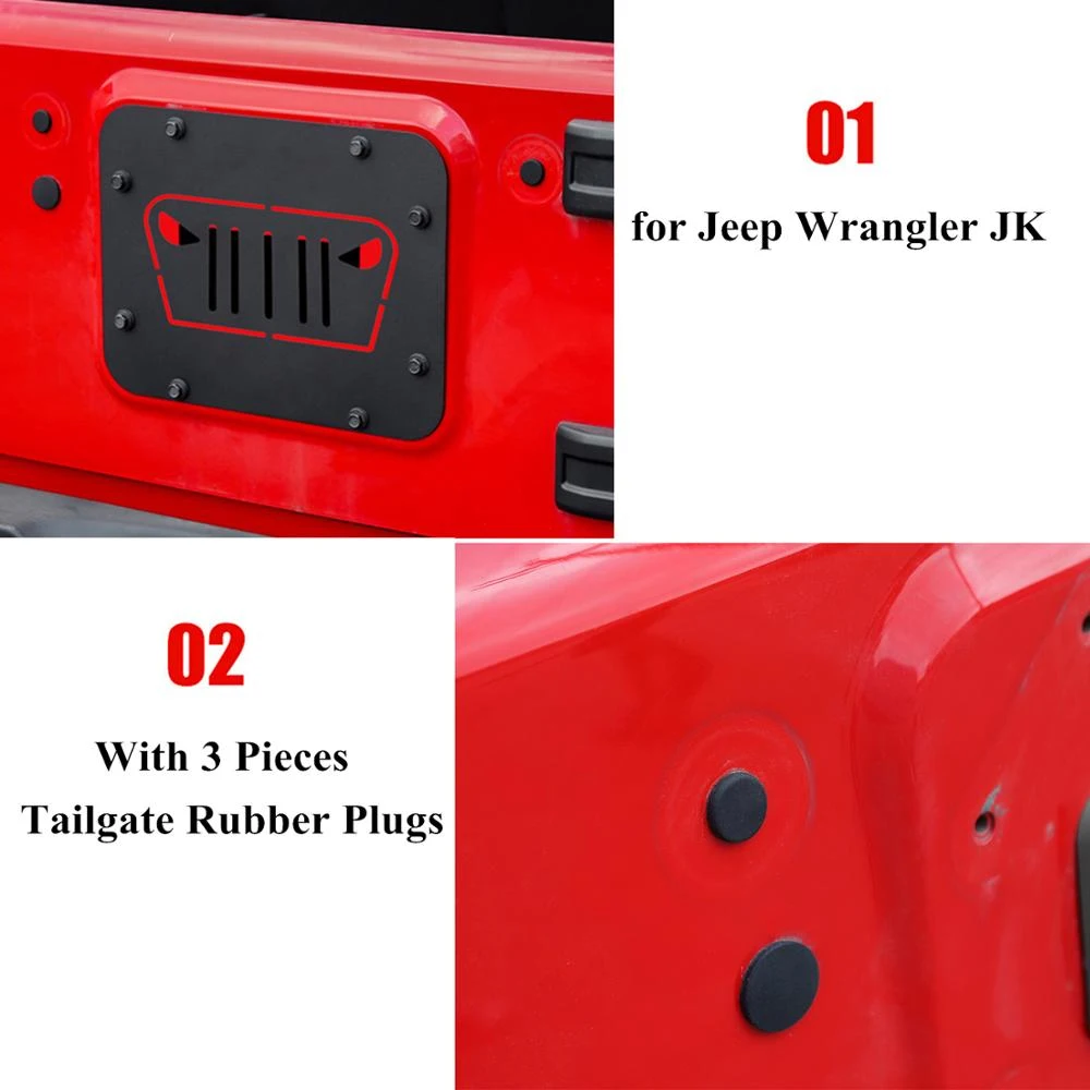 For Jeep Wrangler JK 2007-2/4-Door Spare Tire Carrier Delete Filler Plate Cover Tailgate Plug Rubber Car Accessories Black car tailgate bracket replacement