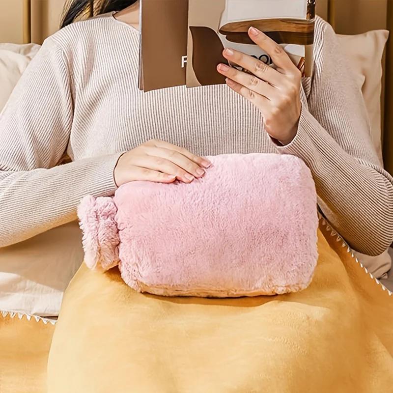 1000ml Hot Water Bottle Winter Plush Hot Water Bottle Explosion-Proof & Heat-Resistant Dual-Use Hand Warmer & Waist Bag