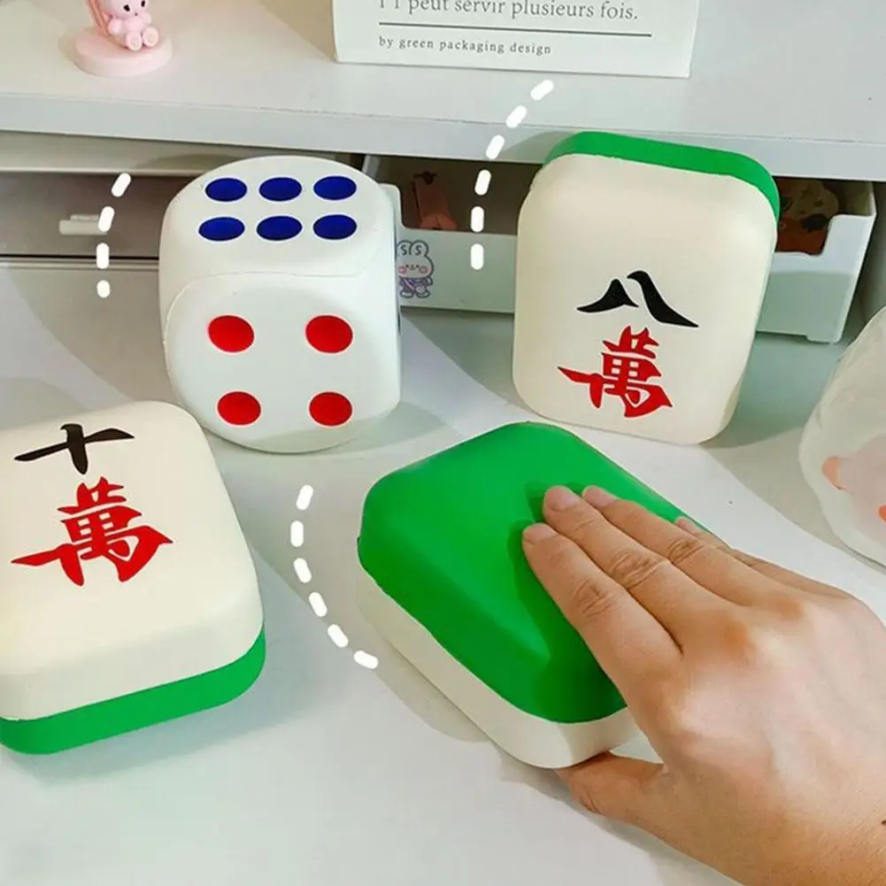

Simulation Mahjong Stress-relieving Squeeze Toys Fun Slow Rebound Press Soft Rubber Toys Venting Decompression Artifact