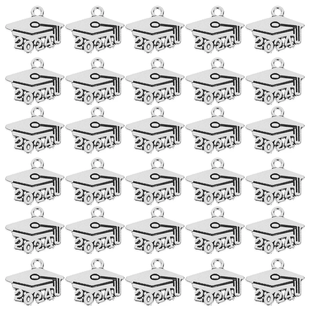 

150Pcs Metal 2024 Charms Graduation Earrings Charms Graduation Hat Charms 2024 Charms Pendants