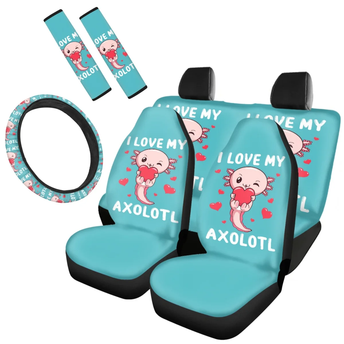 

Чехлы на сиденья автомобиля с мультяшным принтом Axolotl, набор из 4 шт., универсальные наволочки подходят для большинства автомобилей, внедорожников, фургонов, грузовиков, женские автомобильные аксессуары