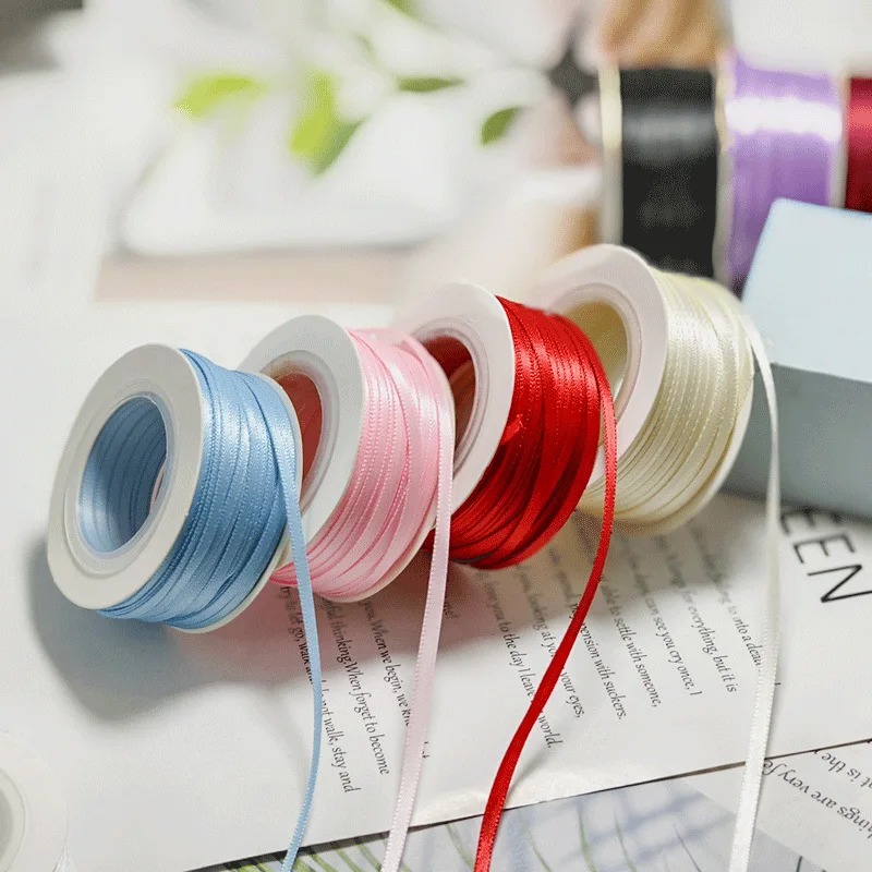 3mm Thin Ribbons Smooth Closely Woven Polyester Ribbons Gift Bag Packaging Material 3mm Thin Ribbons Smooth Closely Woven Polyester Ribbons Gift Bag Packaging Material