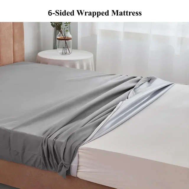 With Zipper Dust-proof Fitted Sheet Fully Enclosed Waterproof Mattress Cover for Double Bed Twin Full Queen King  매트리스 2