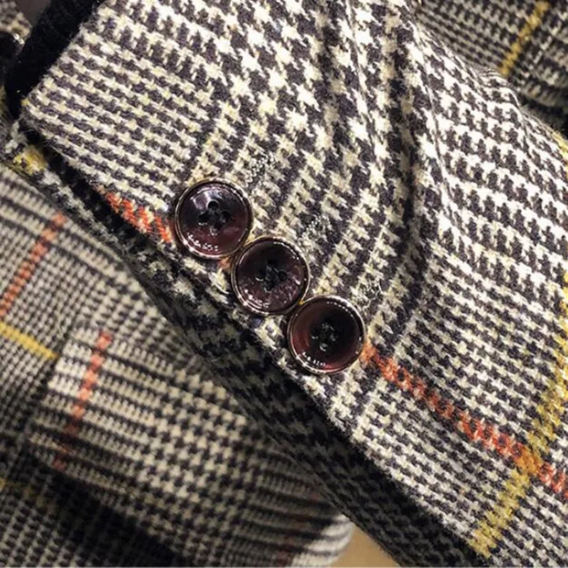 Men Blazers Spring Men Plaid Blazers British Printed Wedding Business Casual Blazer Suit Jacket Male Formal Blazers Plus Size S-3XL