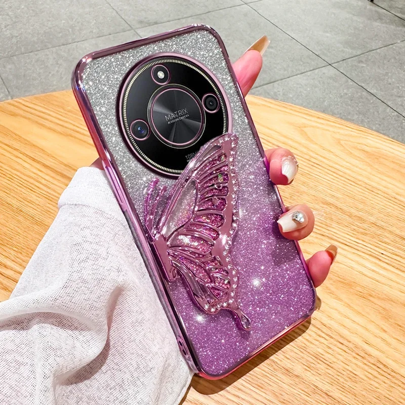 Enhance your device with the Elegant Butterfly Glitter Pink Phone Case