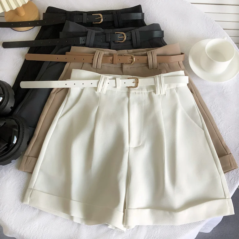 Matakawa Spring Summer Solid Shorts Women Korean Fashion