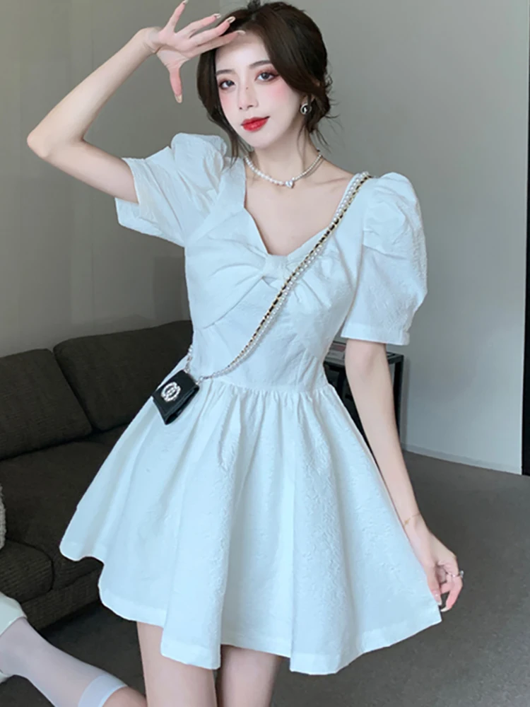 casual summer short dresses White Casual Summer Mini Dresses Summer Women O Neck Sexy Slim Mini Dresses  Sleeveless Club Evening