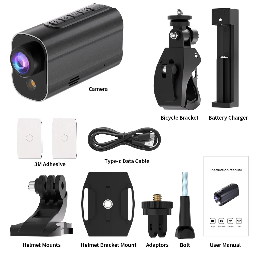 thumbnail image 1 of Cámara de acción para bicicleta de carretera, videocámara para casco de motocicleta, antivibración, grabadora de conducción de bicicleta con luz Led, WIFI, DV deportivo, 5K, 1 of 4