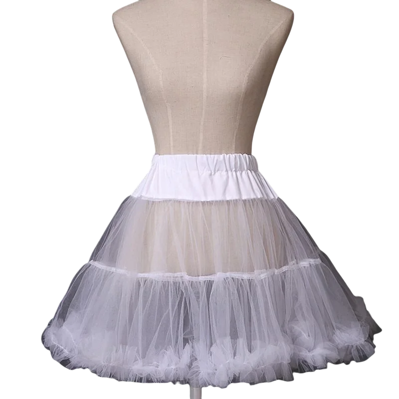 

Sweet White Puffy A line Petticoat Ballgown Waistband Soft Organza Lolita Underskirt Short Pettiskirt