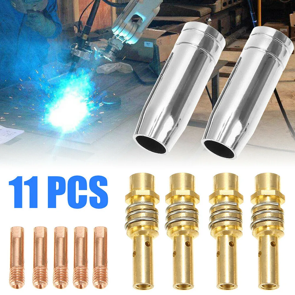 11Pcs/Set Mig Welding Nozzle Welder Torch Nozzles Contact Tip 0.030 0.8mm MIG Welder Accessories For 15AK MIG/MAG Welding Machie