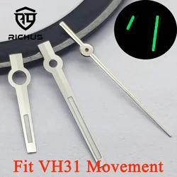 Elegant Green Luminous Watch Hands in Silver, Gold, and Rose Gold Tones (Silver hands)