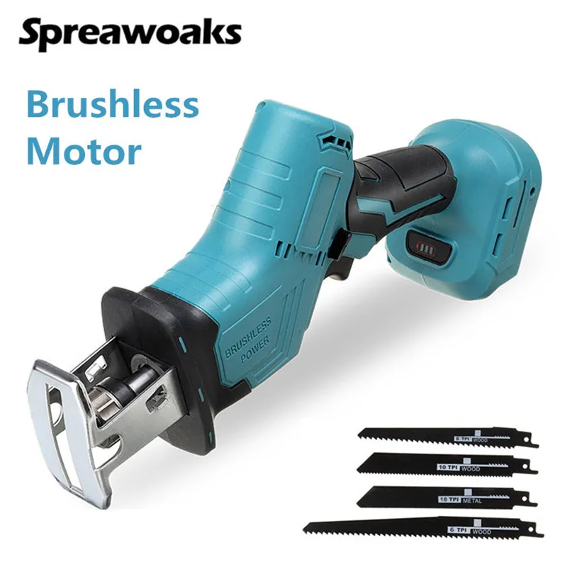 2023 cordless electric saw 21v reciprocating saw tools wood Brushless Reciprocating Saw 5200rpm Electric Cordless Saw With 4Pcs Blade Metal Wood Cutting Power Tools For Makita 18v Battery