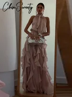 Nouvelle Robe Longue Plissée à Volants Superposés pour Femme, Style Empire Sans Manches avec Lacets, Collection Printemps-Été 2026 5