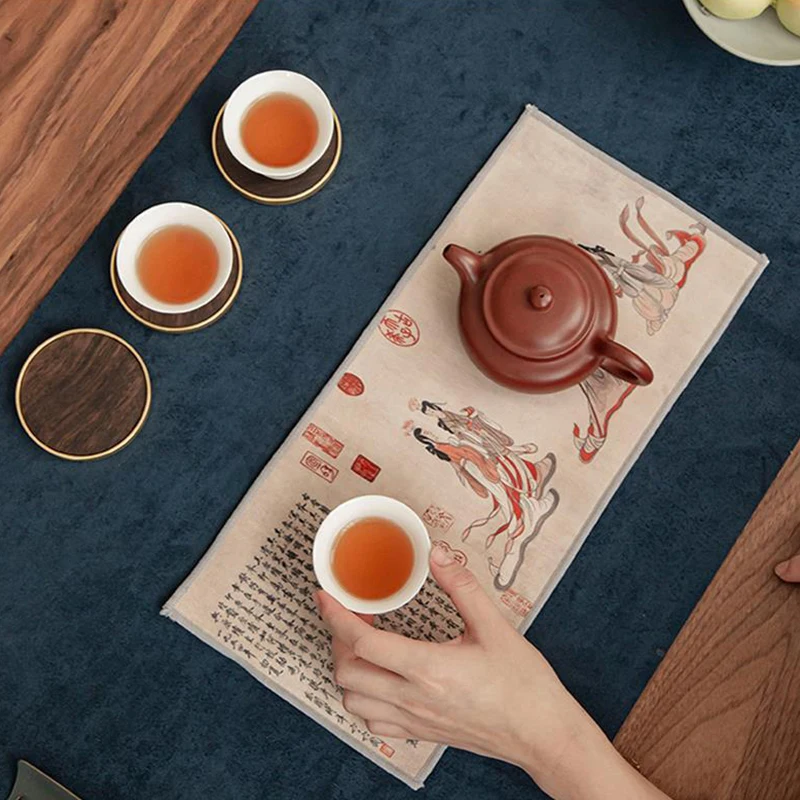 Chinese Painted Tea Towel Absorbent Rag Thickened Table Cleaning Tea