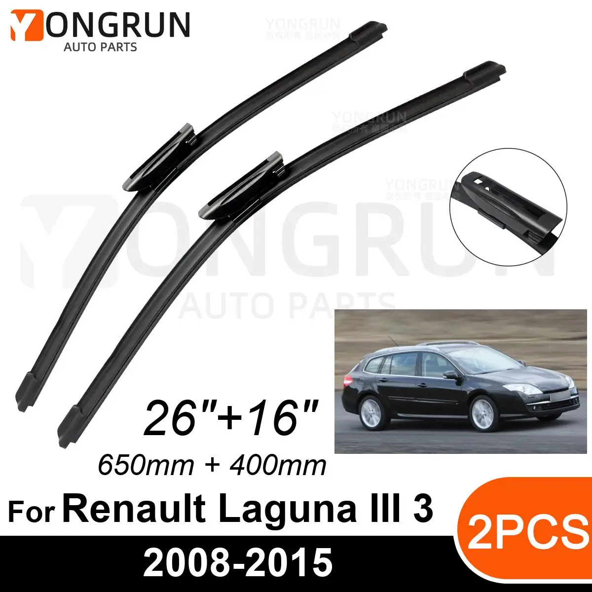 

Стеклоочистители для Renault Laguna III 3 2008-2015, резиновые щетки стеклоочистителя 26 + 16 дюймов, аксессуары для лобового стекла автомобиля