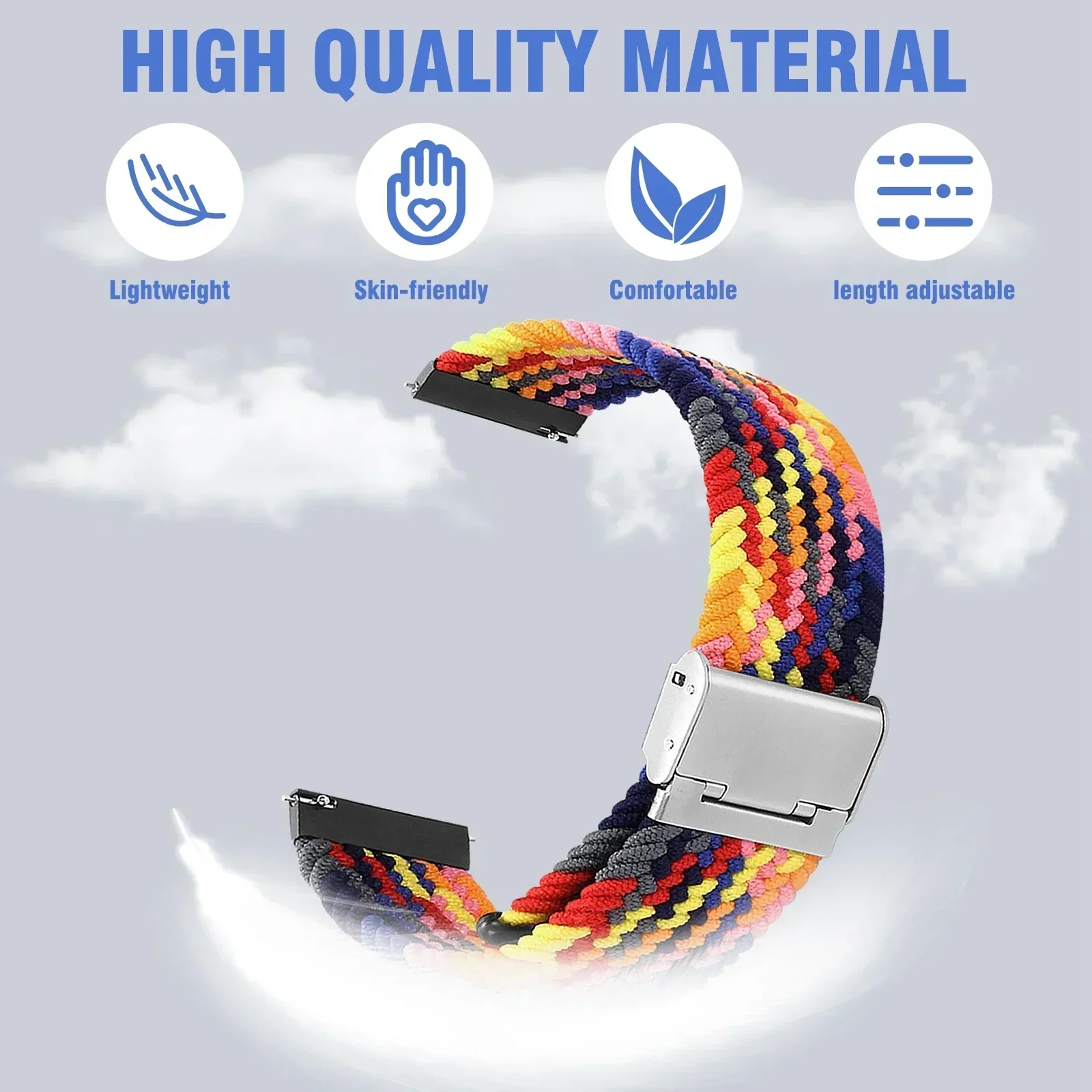 Elastic Braided Nylon Adjustable Quick Release Watchband Strap