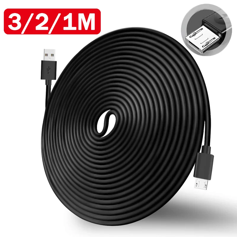 핑425유틸 추천 마이크로 USB C 타입 케이블, 안드로이드 폰 고속 충전 데이터 케이블, 태블릿 보안 카메라, 마이크로 USB 장치 연장 코드, 3 m, 2 m, 1m