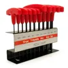 WOZOBUY 10pc Metric Or Inch T-Handle Hex Key Allen Wrench Tool Set Or Star T-Handle Hex Key Set with Convenient Storage Stand 3