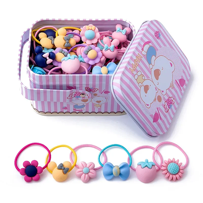 

40Pcs/Lot Girls Hair Accessories Gift Box Elastic headband Flower Hair Clip Bows New Headband Hairband Cute Hairbands for Kids