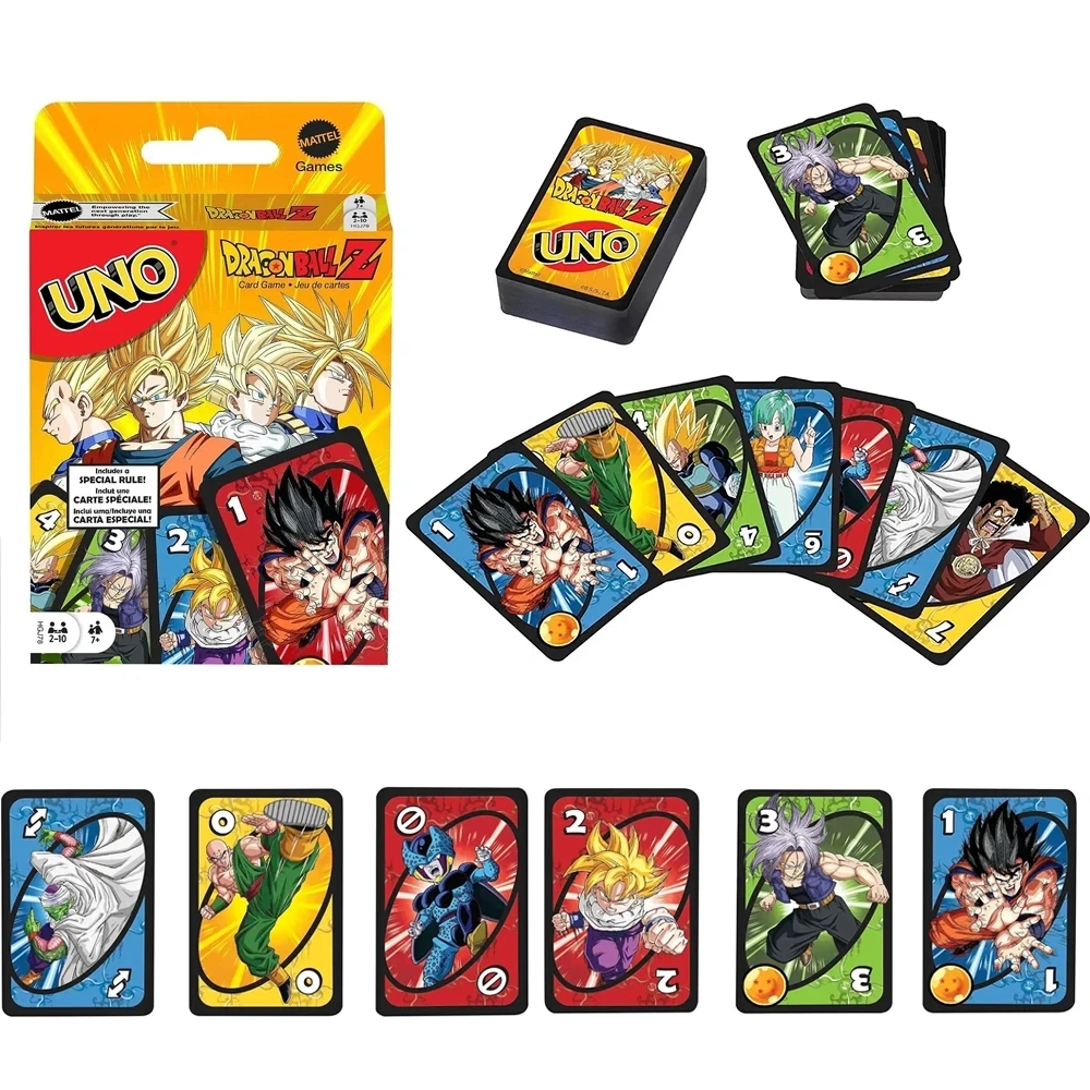 

Mattel Games UNO Dragon Ball Z карточная игра для семейной ночи с тематической графикой для ТВ-шоу и специальным правила для 2-10 игроков