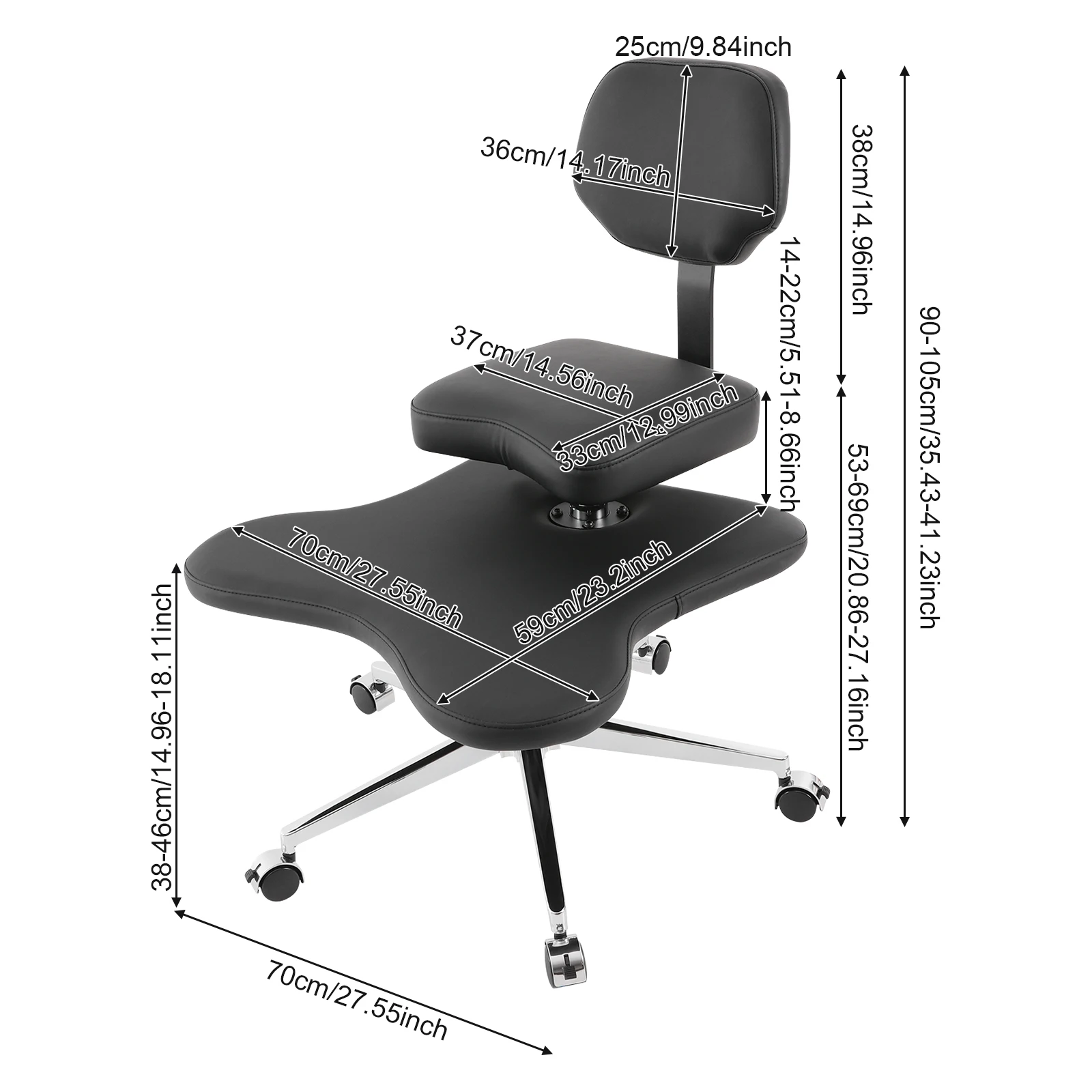 Ergonomischer Cross-Legged Meditationsstuhl, Bürostuhl, höhenverstellbarer Sitz mit Rollen für Yoga, Büro, Arbeit & ADHS-Konzentration – Detail 1
