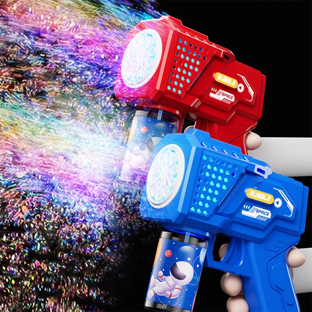 10 hole automatic bubble machine toy children's handheld space bubble gun electric light without battery bubble water 1