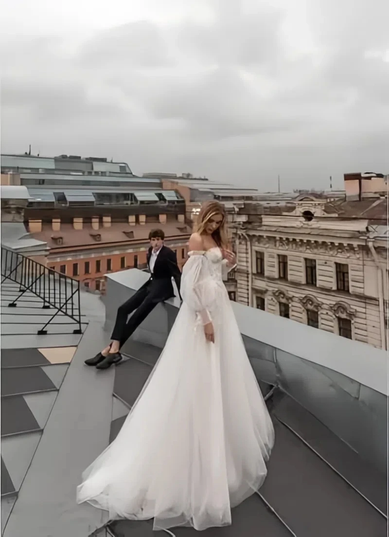 رومانسية بوهو تول فساتين زفاف الشاطئ الدانتيل زين...