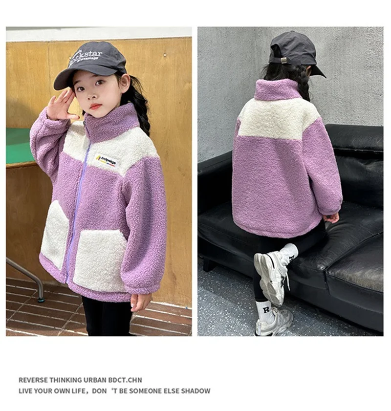 Kinder Lammwolle Mäntel Jungen Mädchen Plus Samt Warme Oberbekleidung Herbst Winter Jacken Kinder Oberbekleidung Mode Mäntel 3-12 Jahre – Detail 14