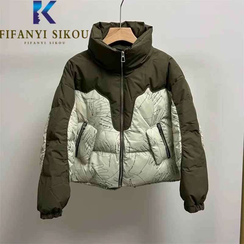 patchwork-down-jacket-women-zipper-short-parkas-letter-print-fashion-stand-collar-loose-cotton-coat-female-casual-winter-jacket