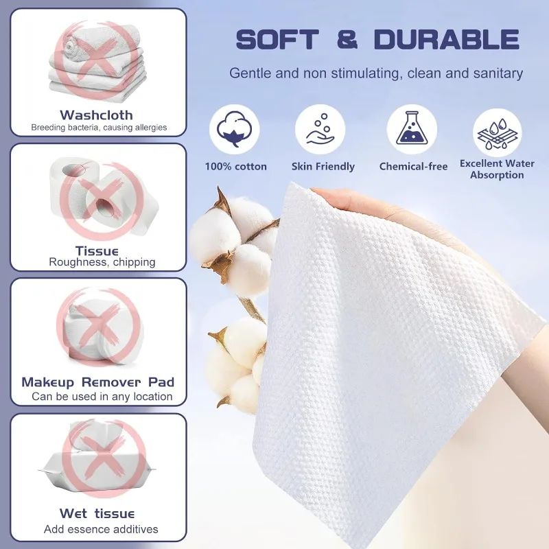 Facial Tissue Paper 10 Pack 300 Pcs Disposable Facial Tissue 100% Cotton Soft Thick Dry Wipe Makeup