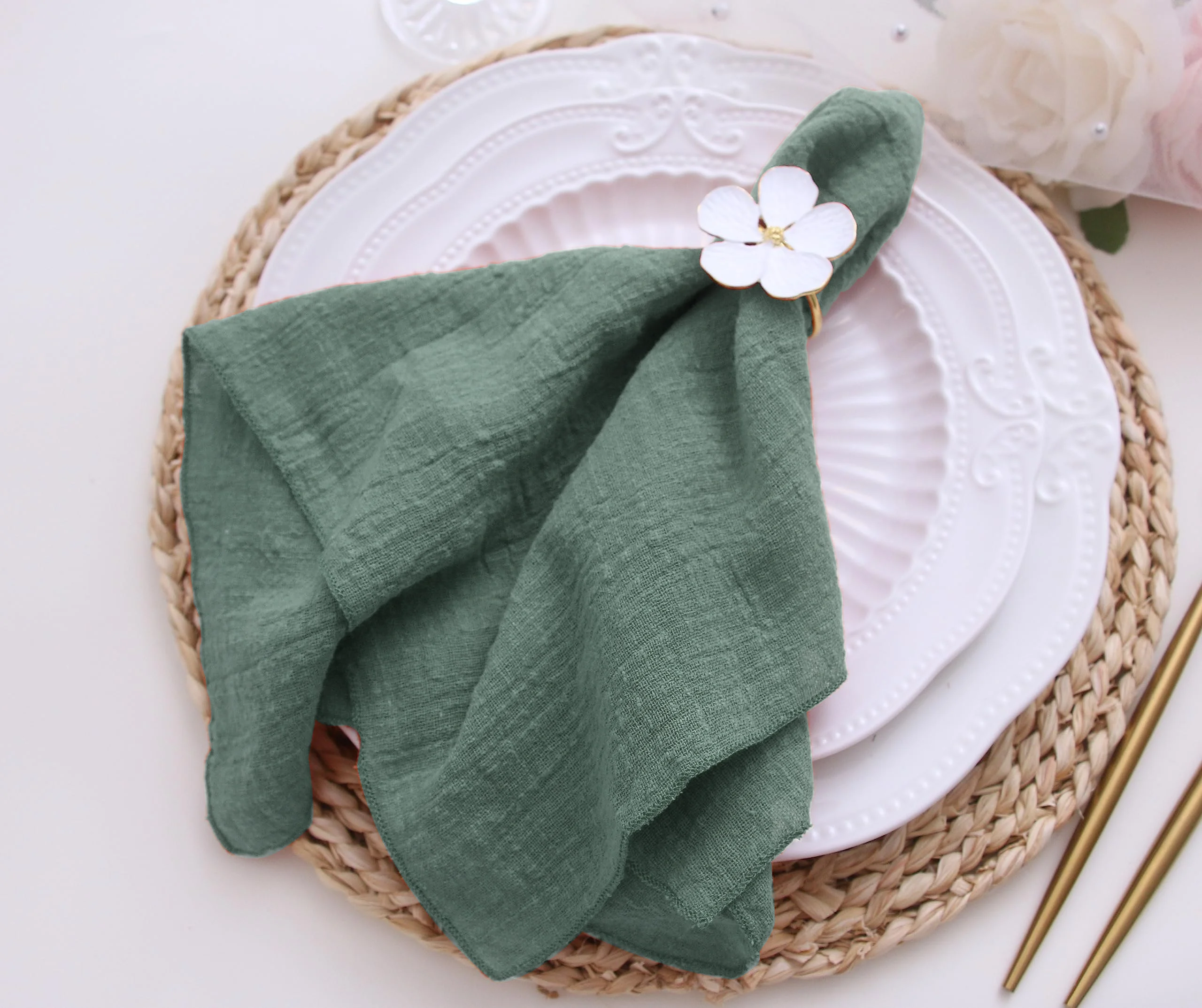 Cotton Cloth Napkins Gauze Fabric for Wedding Decor Everyday Use Dinner Tea Towel Table Village Christmas Napkin 20pcs 30x30cm