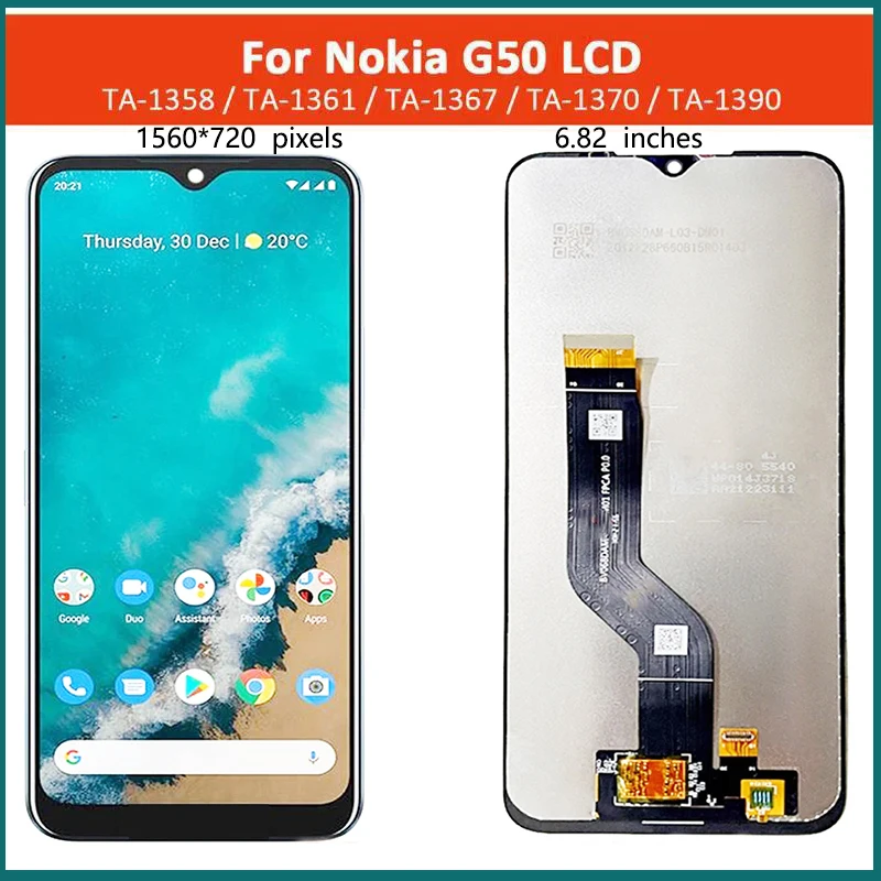 

6.82" LCD Display Original For Nokia G50 LCD TA-1358 TA-1390 TA-1370 TA-1367 TA-1361 Touch Screen Digitizer Assembly Replacement