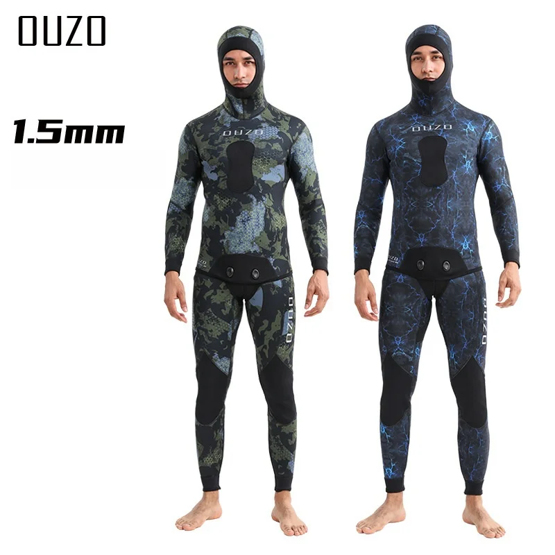 2pieces set Hoodie Wetsuits Neoprene 1.5mm Camouflage Fullsuit for