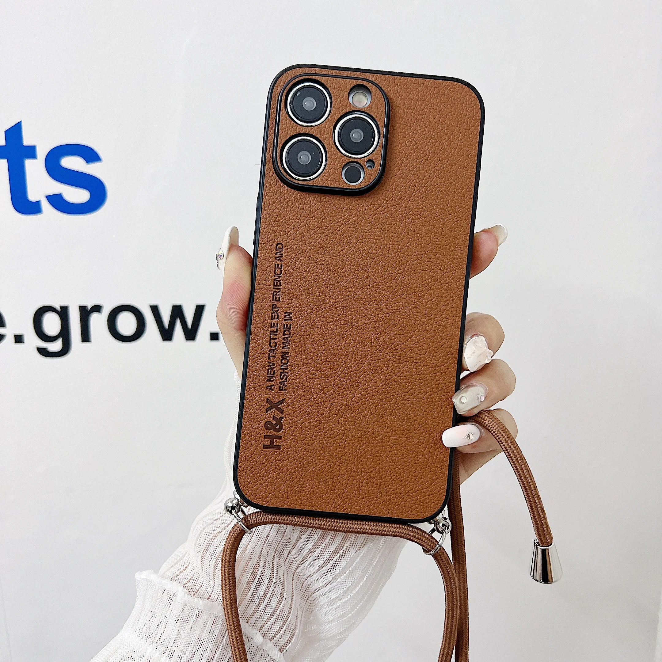 Crossbody Shoulder strap lanyard leather case for Xiaomi 12 Lite