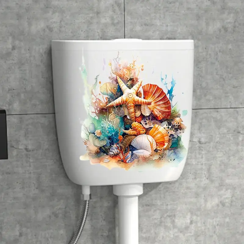 Toilet Seat Wall Sticker Underwater World Toilet Lid Seat Decals Strong Back Adhesive Decoration Tool Hotels Schools Family