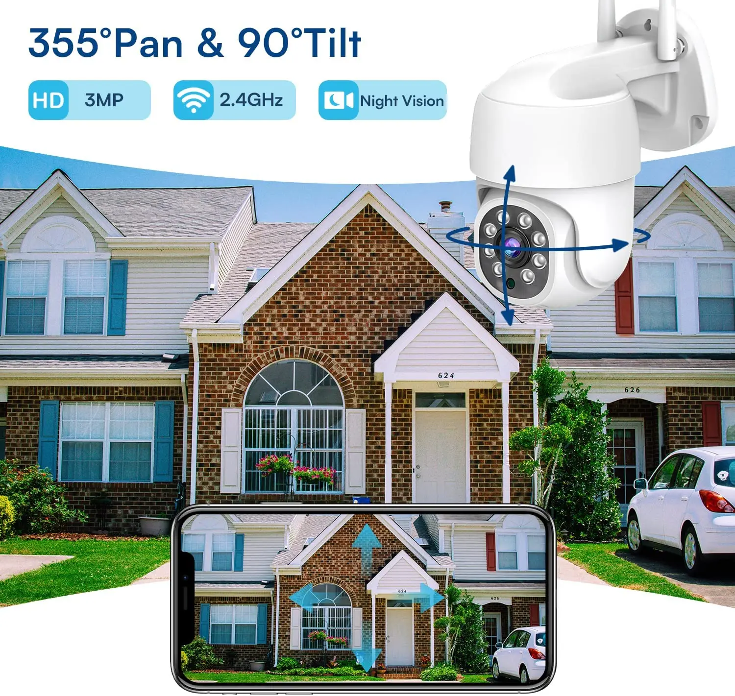 Outdoor Waterproof WiFi Camera 2K Home Security IP Camera IR Night Vision Audio Surveillance Camera Human Motion Alarm 2