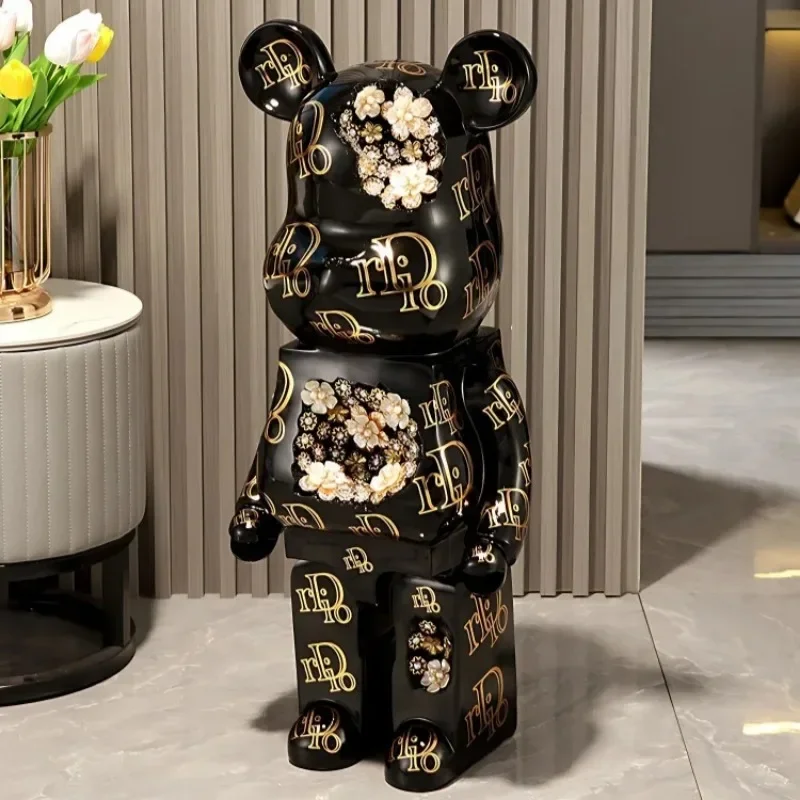 Luxury Bear Ornaments for Living Room, Floor-standing Piggy Bank, Large Ornaments, Can Store, High-end Home Decorations, 80cm 3