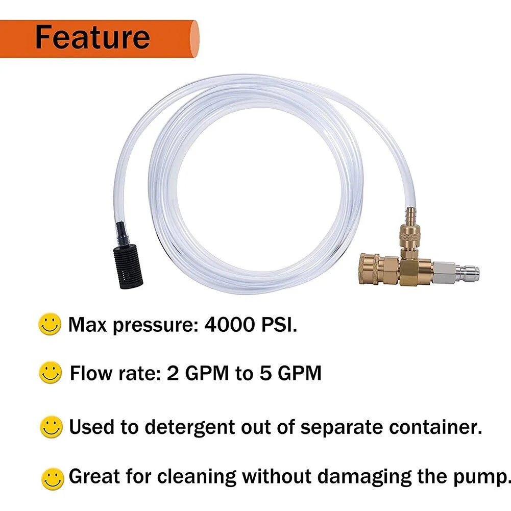 4000 PSI Pressure Washer Soap Injector Downstream Power Washer Chemical 3/8inch Quick Connector Cleaning Tool Accessories