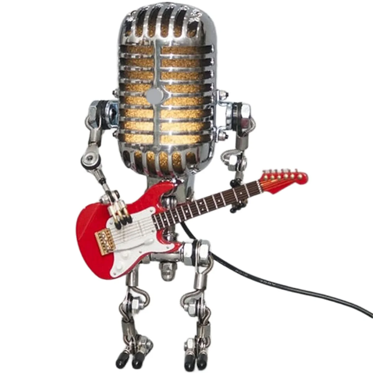 Lampada Da Tavolo Robot Con Microfono Vintage In Stile Retrò, Lampada Da Tavolo Con Microfono Vintage Robot Touch Dimmer Lampada Rossa