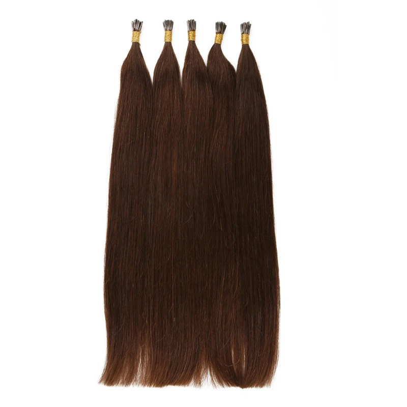 Straight Keratin Tip Human Hair Extension 30Inch Pre Bonded I Tip Hair Extensions For Women Fusion Remy #2 Dark Brown Color