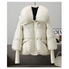 Winter New Fur Collar Puffer Down Parka Loose Down Warmer Thicken Snow Jacket Pocket Zipper Faux Fur Outerwear Female 3
