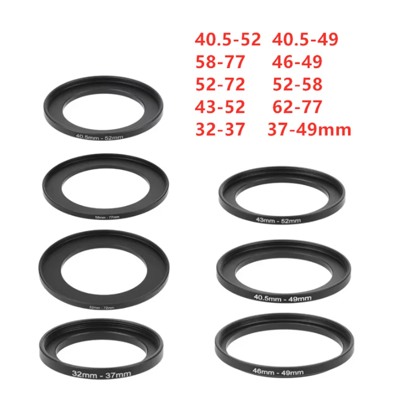 49-52 40.5-52 52-67 49-58 58-77 52-72 43-52 32-37 40.5-49 46-49 52-58 62-77 37-49mm Metal Step Up Rings Lens Adapter Filter