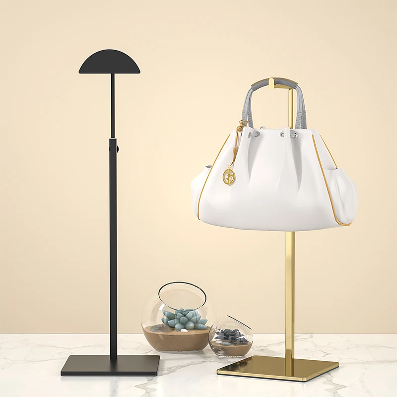 1 Pcs Adjustable Polished Gold / Silver Hanging Bag Handbag Shelf Display Stand Purses Handbag Holder Rack 4