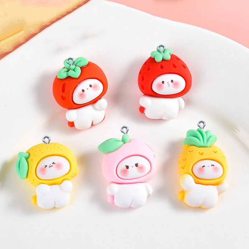 

10 шт., кукла из смолы с ананасом, клубникой, лимоном