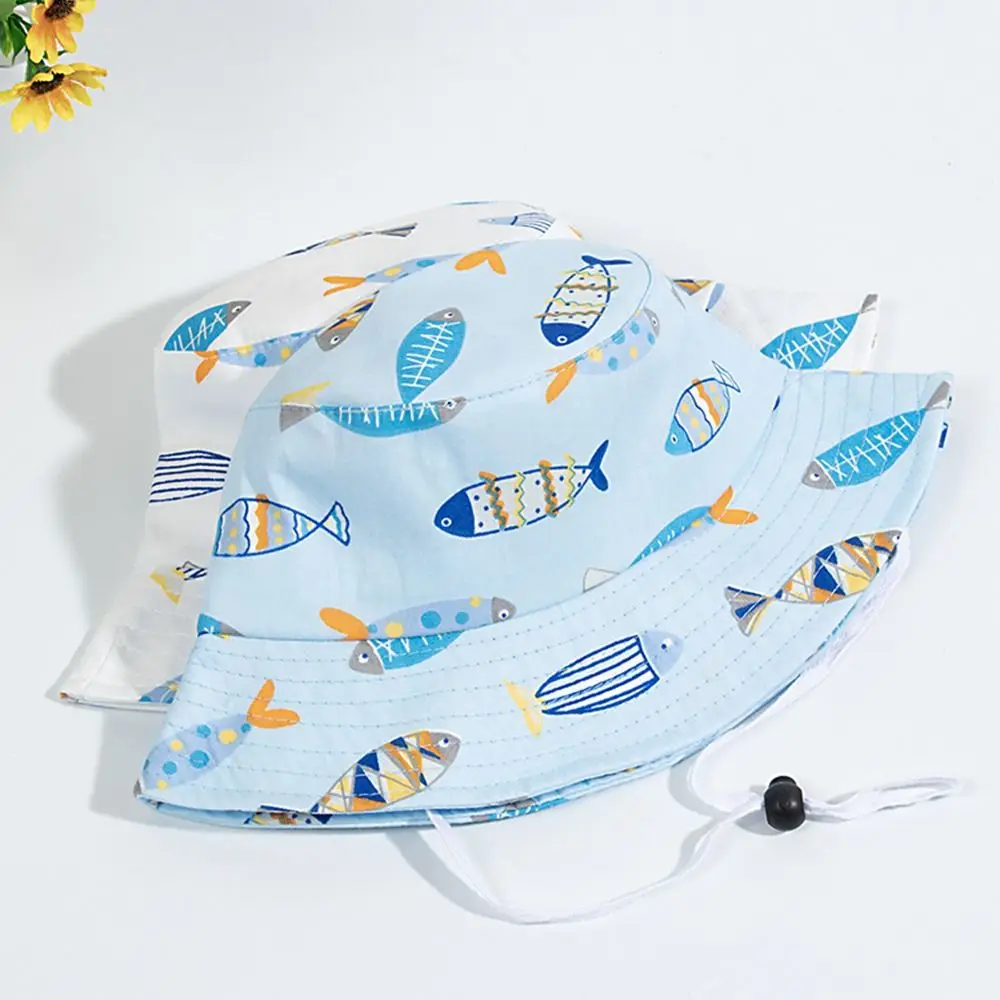 Summer Baby Hat Boy Girl Cotton UV Protection Sun Cap Children Panama Beach Kids Bucket Hat Cute Cartoon Infant Cap