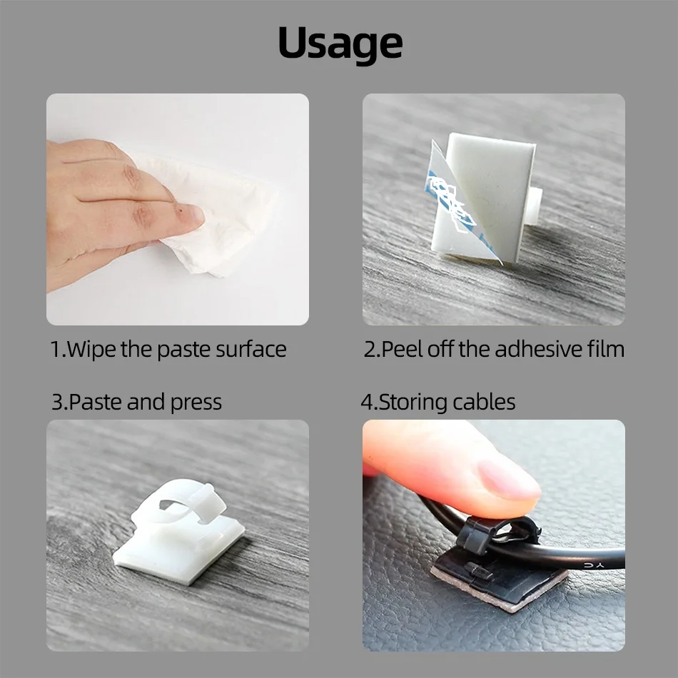 30 Stück Kabelorganisator-Clips Kabelhalter für Schreibtisch Arbeitsplatz Drahtmanager USB-Ladekabel Datenkabel-Aufwickler Kabelmanagement – Detail 8